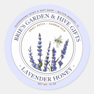 Lavender Honey Jar Label with Honeybees