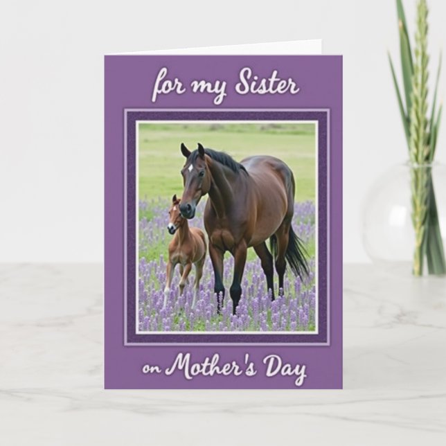Lavender Horses Mothers Day Card (Front)