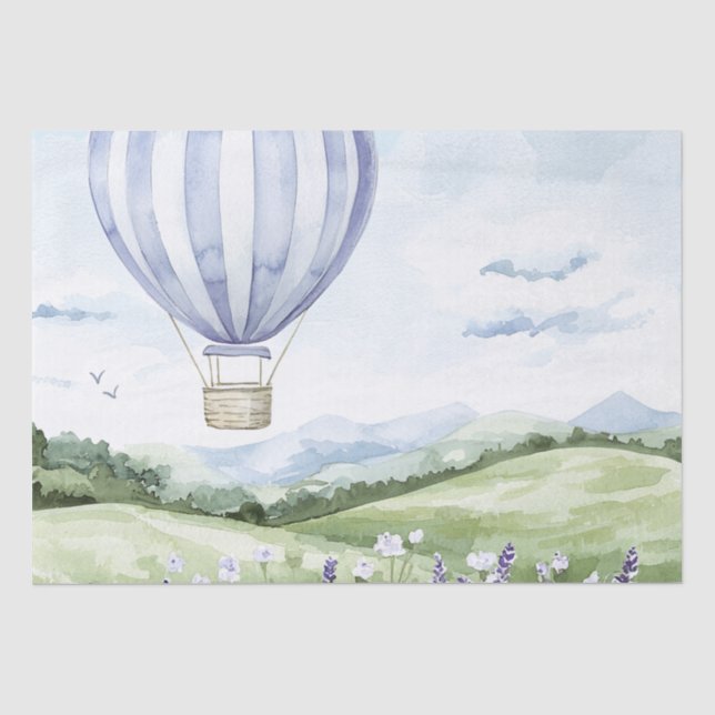 Lavender Hot Air Balloon Floral Bridal Shower Tissue Paper (Front)