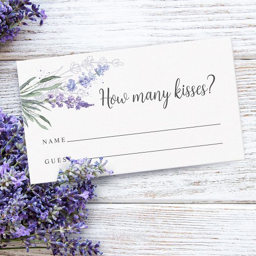 Lavender How Many Kisses Bridal Shower Game Enclosure Card