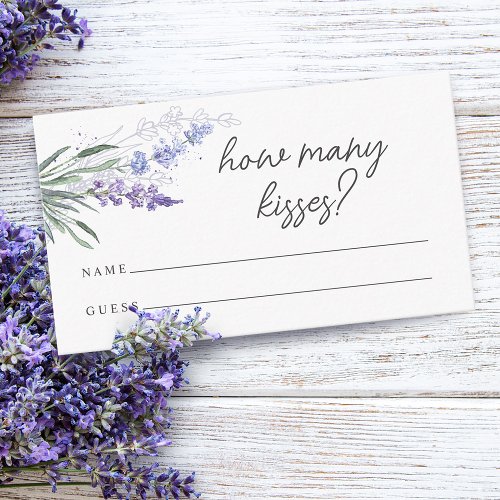 Lavender  How Many Kisses  Bridal Shower Game Enclosure Card