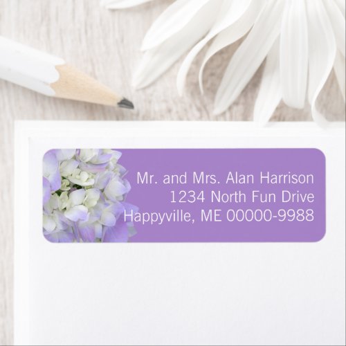 Lavender Hydrangea Floral Return Address Labels