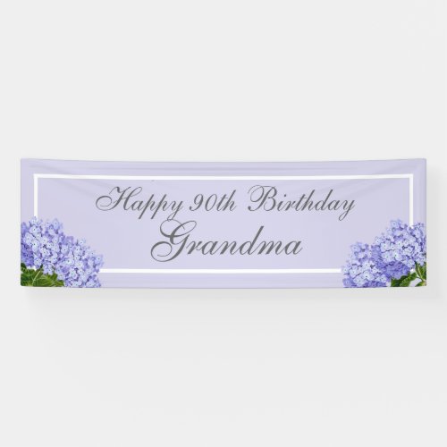 Lavender Hydrangea Happy 90th Birthday Grandma Banner