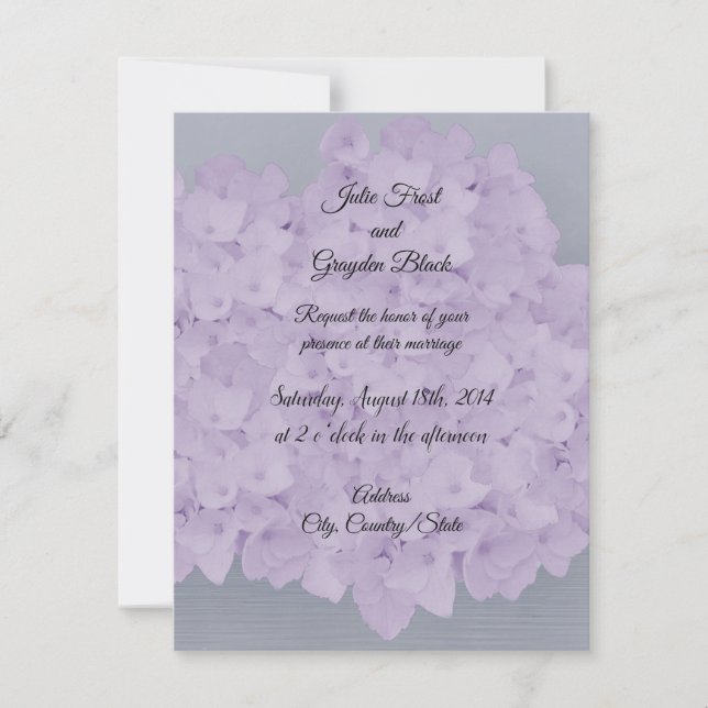 Lavender Hydrangea Wedding Invitation (Front)