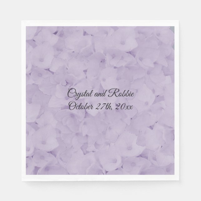 Lavender Hydrangea Wedding Paper Napkins (Front)