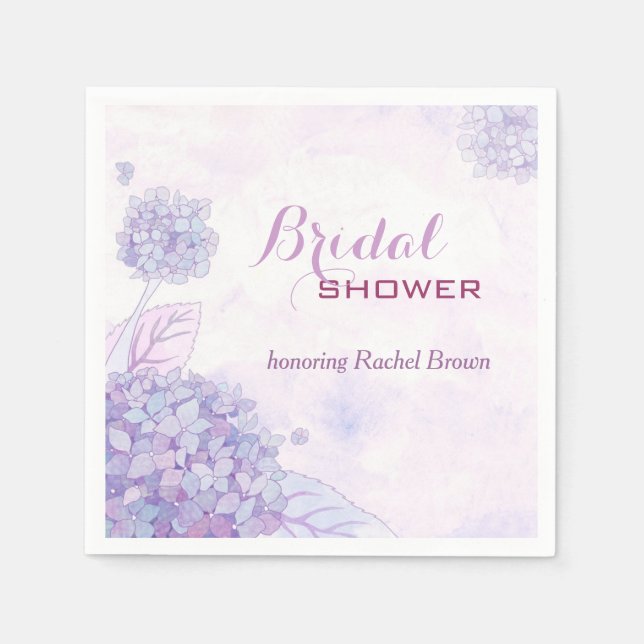 Lavender Hydrangeas Bridal Shower Paper Napkins (Front)
