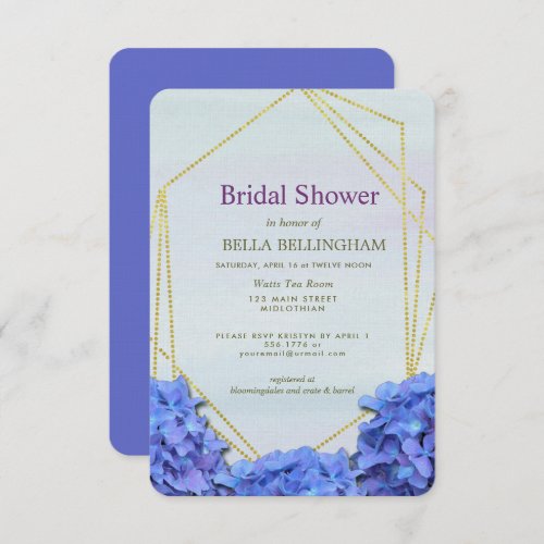 Lavender Hydrangeas Floral Bridal Shower Invitation