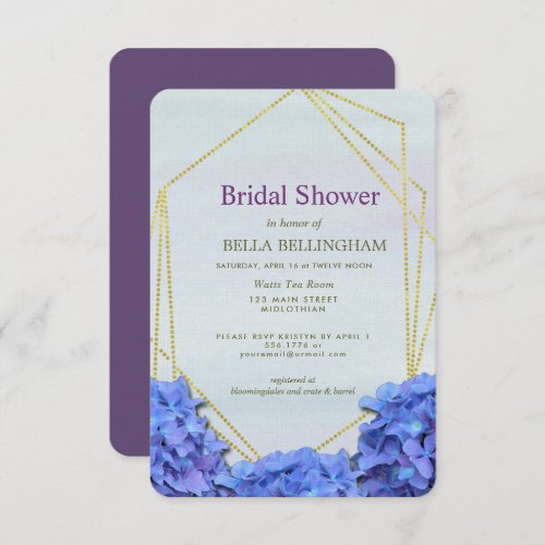 Lavender Hydrangeas Floral Bridal Shower Invitation