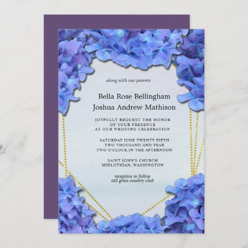 Lavender Hydrangeas Floral Wedding Invitation