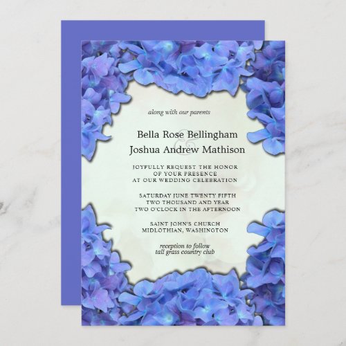 Lavender Hydrangeas Floral Wedding Invitation