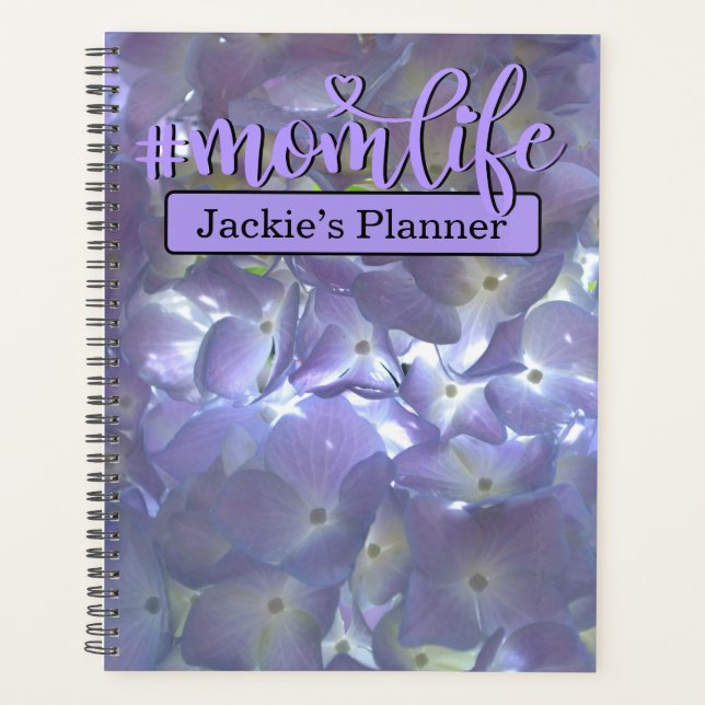 Lavender Hydrangeas #momlife Planner (Front)