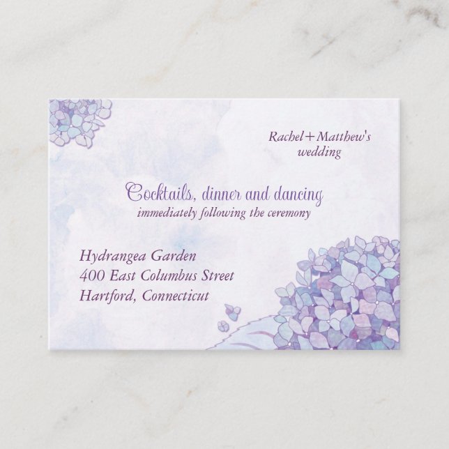Lavender Hydrangeas Wedding Reception Enclosure Card (Front)
