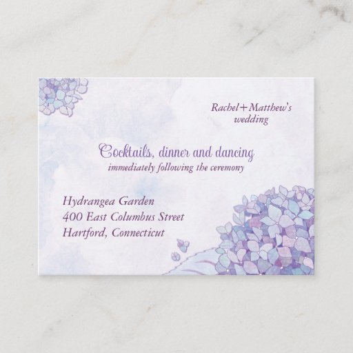 Customizable Elegant Hydrangea Wedding Reception (3.5x2.5) Business Cards