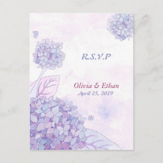 Lavender Hydrangeas Wedding Response Postcards