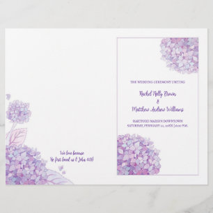 Lavender Hydrangeas White Wedding BiFold Program