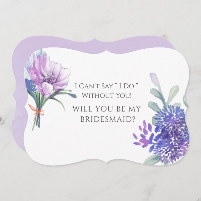 Lavender Hydrangeas Will You Be My Bridesmaid Invitation (Front/Back)