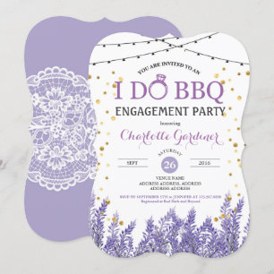 Lavender I do BBQ engagement party purple and gold Invitation