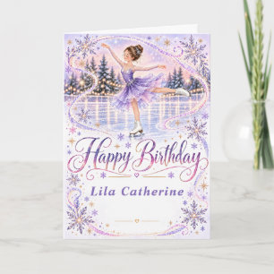 Lavender Ice Skating Birthday Card