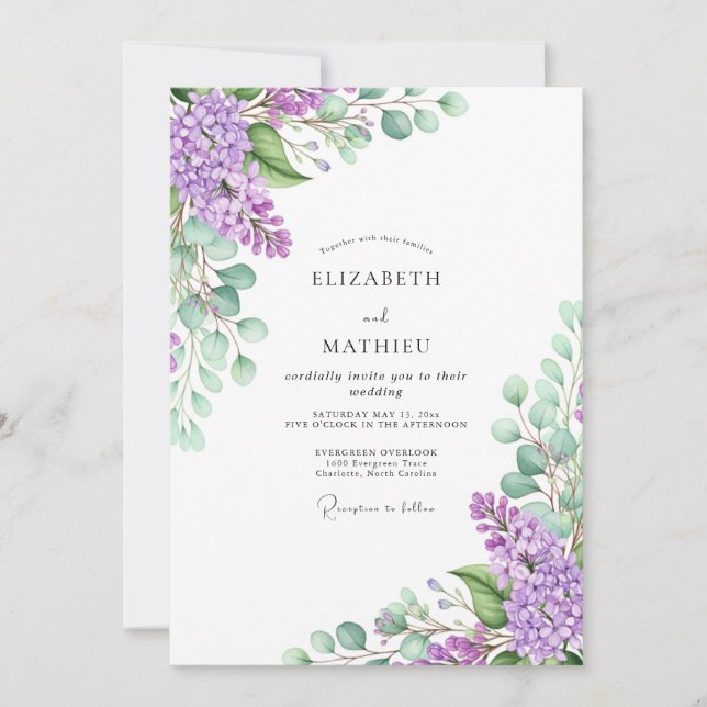 Lavender Idyllic Spring Wedding Invitation (Front)