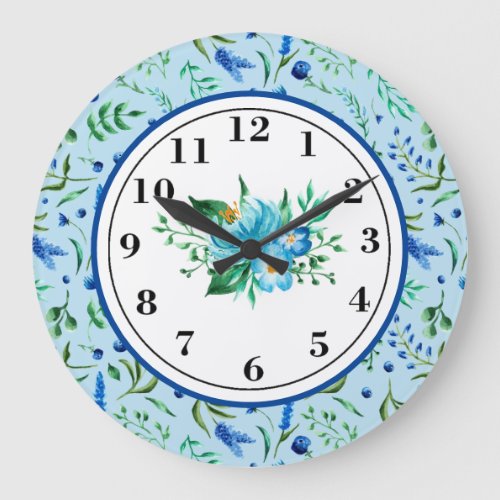 Lavender In Blue Large Clock