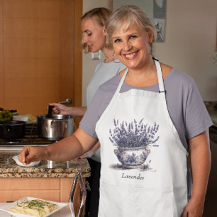 Lavender in Delft Blue, customizable  Adult Apron