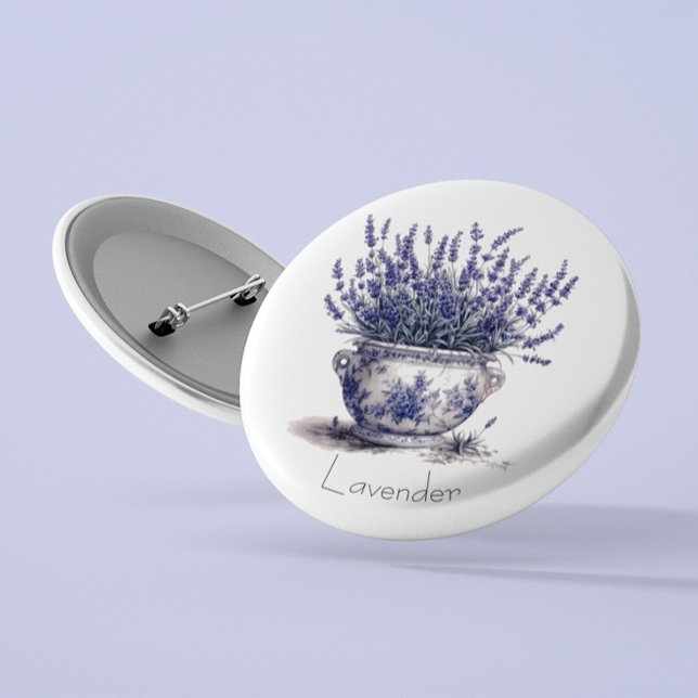 Lavender in Delft Blue, customizable  Button (Creator Uploaded)