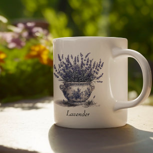 Lavender in Delft Blue, customizable Coffee Mug