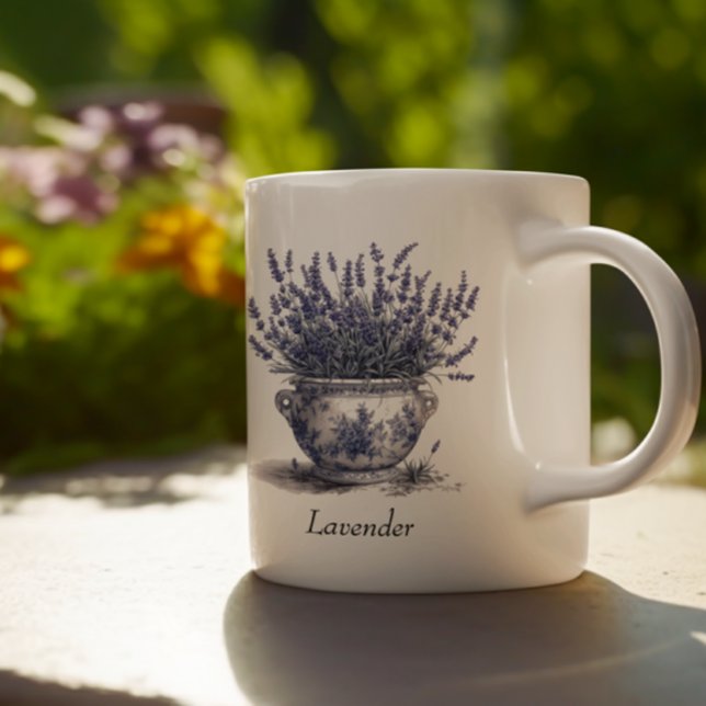 Lavender in Delft Blue, customizable  Coffee Mug (Creator Uploaded)