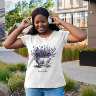 Lavender in Delft Blue, customizable  T-Shirt