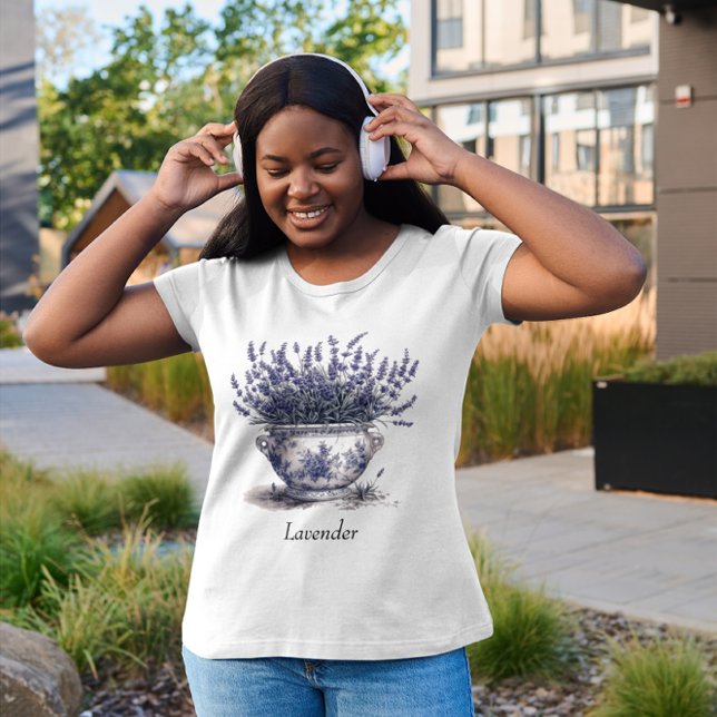 Lavender in Delft Blue, customizable  T-Shirt (Creator Uploaded)