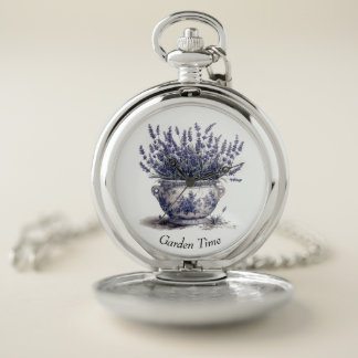 Lavender in Delft Blue Pocket Watch