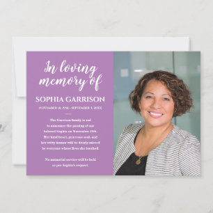 Lavender In Loving Memory Photo Death Announcement