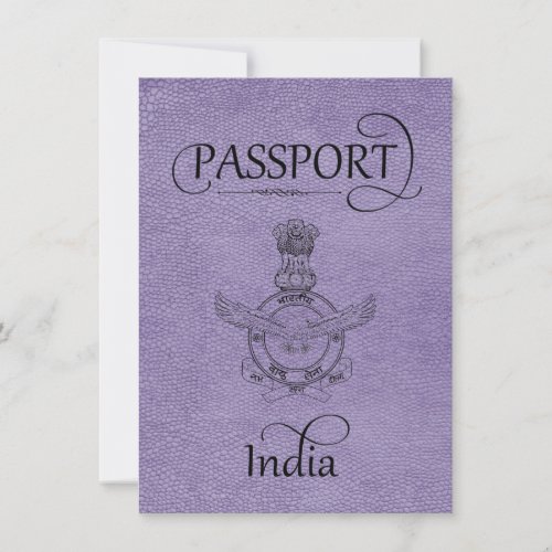 Lavender India Passport Save the Date Card