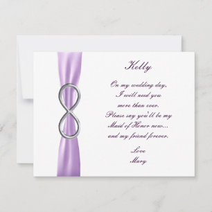 Lavender Infinity Wedding Maid Of Honor Card