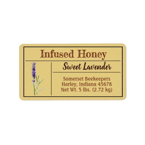 Lavender Infused Honey Vintage Gold Product Label