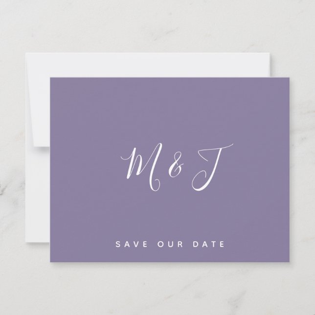 Lavender Initials Wedding Save the Date (Front)