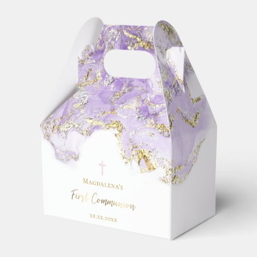 lavender ink  First Communion Favor Boxes