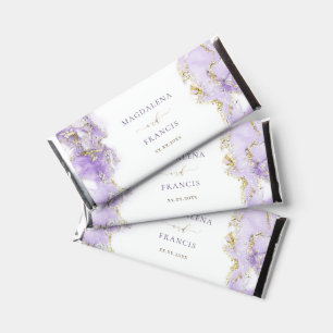 lavender ink fluid marble wedding hershey bar favors
