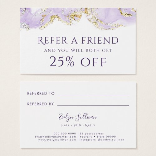 lavender ink referral card