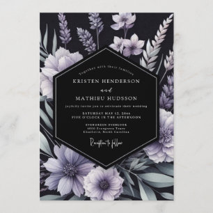 Lavender Inky Floral Wedding Invitation