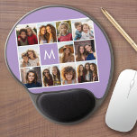 Lavender Instagram Photo Collage Custom Monogram Gel Mouse Pad<br><div class="desc">Modern Pastel Purple Lilac - Use 11 square photos to create a unique and personal gift. Or you can keep the hipster puppy and make a trendy keepsake. If you need to adjust the pictures,  click on the customize tool to make changes.</div>