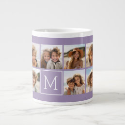 Lavender Instagram Photo Collage Custom Monogram Large Coffee Mug