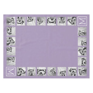 Lavender Instagram Photo Collage Custom Monogram Tablecloth