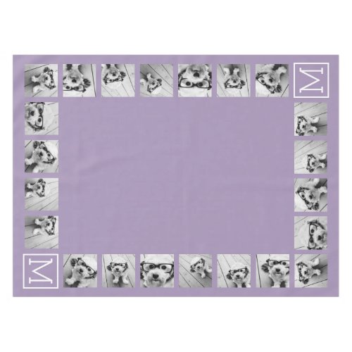 Lavender Instagram Photo Collage Custom Monogram Tablecloth