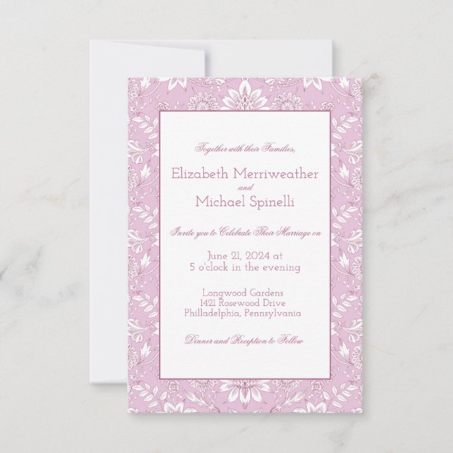 Lavender Invitation, William Morris Style Invitation (Front)