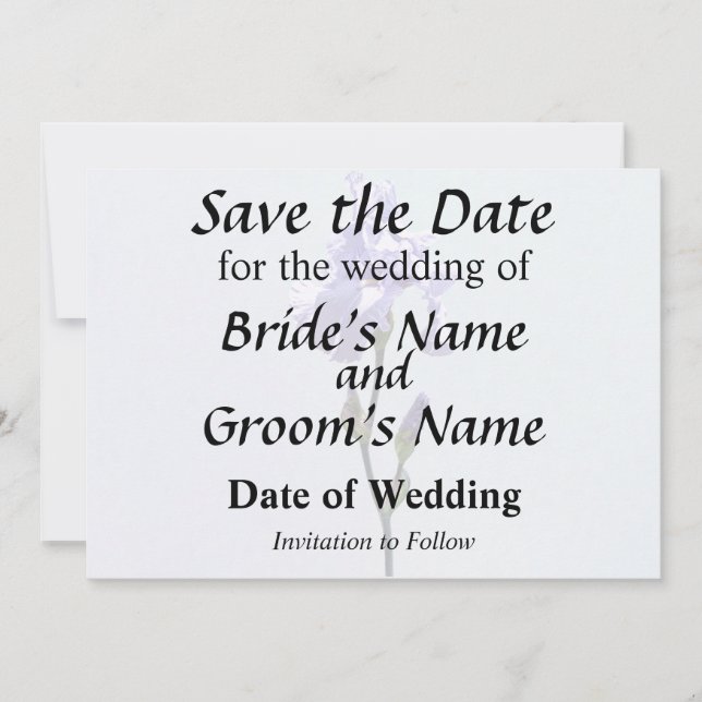 Lavender Iris and Buds Save The Date (Front)