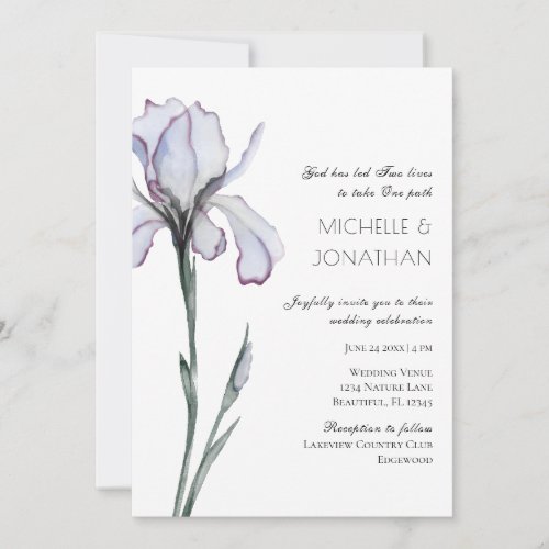  Lavender Iris Modern Floral Christian Wedding Invitation