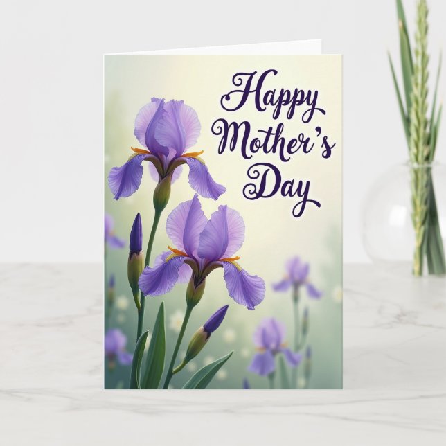 Lavender Iris Mothers Day Card (Front)