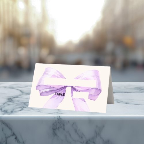 Lavender Ivory bow Place Cards Elegant Folded