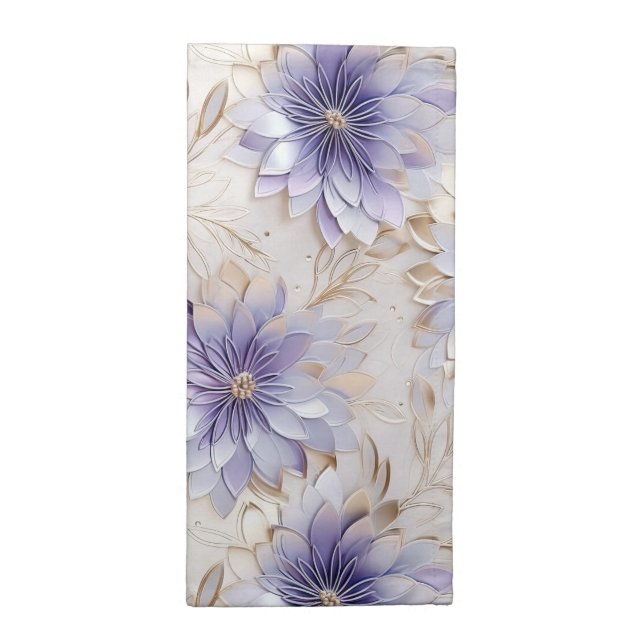 Lavender Ivory Pearl Gold Floral Cloth Napkin (Half Fold)